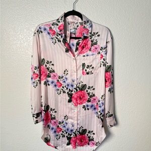 Victoria's Secret Pink Floral Button Down Sleep shirt NWT
